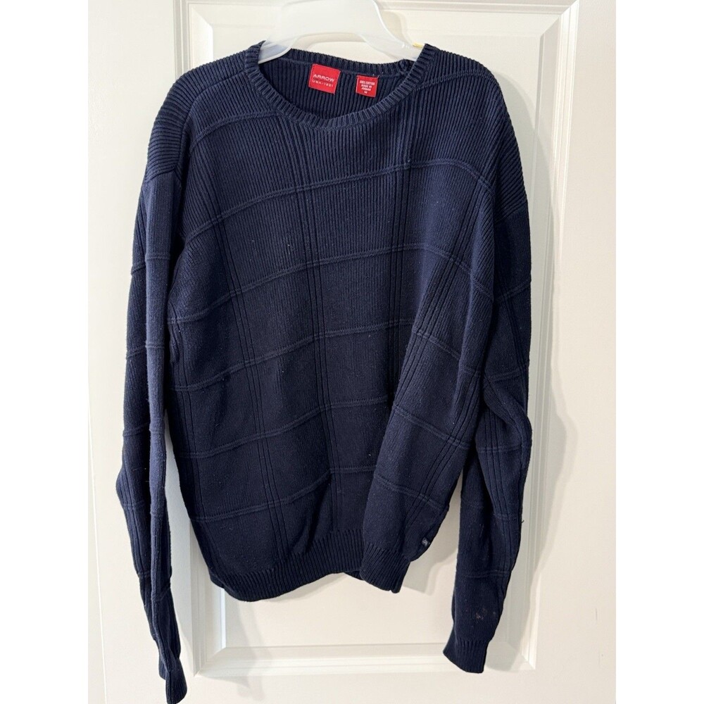 Arrow USA 1851 | Men’s Pullover Sweater | Navy Blue | Medium | 100% Cotton |